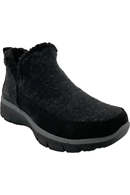 Skechers Relaxed Fit Faux Fur Wool Ankle Boots Easy Going Black • $37.99