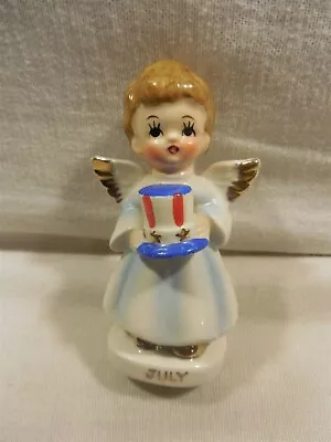 Vintage Napco Era Japan Ceramic July Birthday Angel Girl Figurine 4  • $25.95