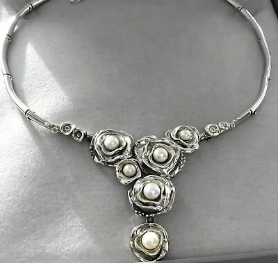 ✨HAUTE COUTURE✨ 45g Sterling Silver 925 HAGIT GORALI Gem Choker Collar Necklace • $524.09