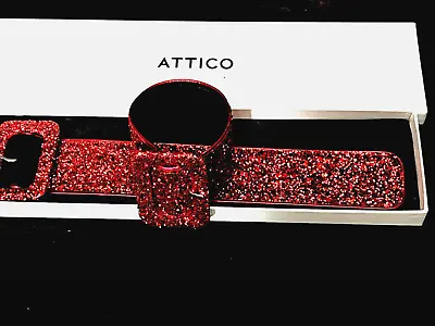 Attico  Leather Red Glitter Anklets New In Box Rrp £250 • £65