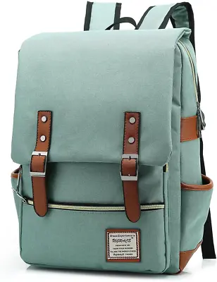 Girl Women Men Canvas Leather Travel Backpack Rucksack Laptop Bookbag School Bag • $24.56