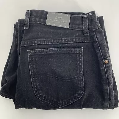 Vintage Lee Original Jeans Black High Waist Denim Mom Sz 14 (30x31) 90’s • $28