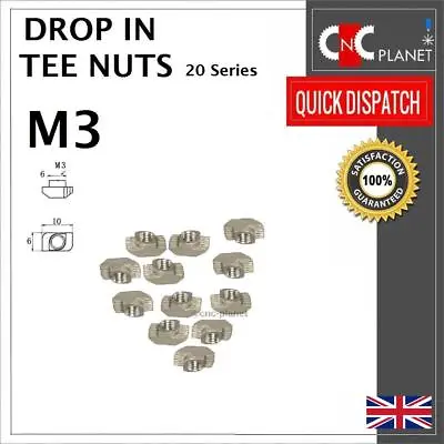 M3 Drop In Tee Nuts T-Nut 2020 Aluminium Extrusion Profile T-Slot V-slot CNC 3D • £3.49