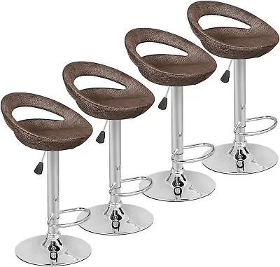 Wicker Swivel Bar Stool Set Of 4 ABS Rattan Modern Adjustable Height Chairs Pub • $148.58