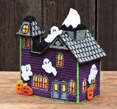 Mary Maxim Ghost House Plastic Canvas Tissue Box Cover Kit • $24.49