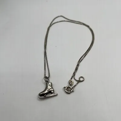 Sterling Silver Figure Skater Skate / Ice Skate 18” Box Chain Necklace.  #7 • £24.11