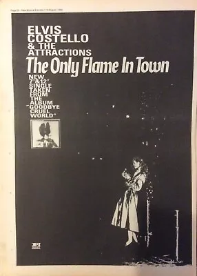 Elvis Costello - Vintage Press Poster Advert - Only Flame In Town - 1984 • $6.21