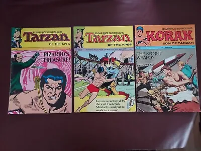 3 X Tarzan & Korak Son Of Tarzan Comics From 1972 Edgar Rice Burroughs Good Cond • £7.99