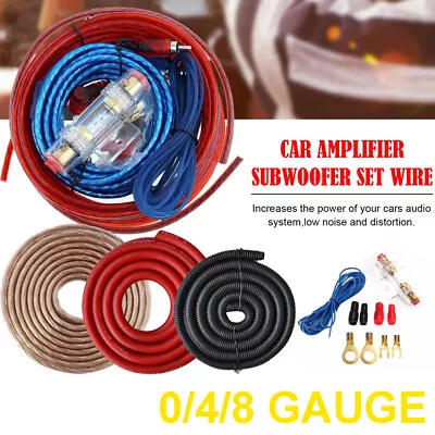5000-1500W Complete Power Cable 0/4/8 GAUGE Car Amp Audio Amplifier Wiring Kit • $23.99