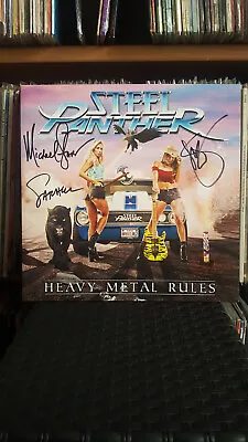 Steel Panther ''Heavy Metal Rules'' Blue Splattered Clear LP SIGNED ! • $160