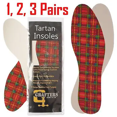 Grafters Insoles Latex Foam Tartan Unisex Shoes Fit Boots Wellies UK Size 3 - 14 • £3.99