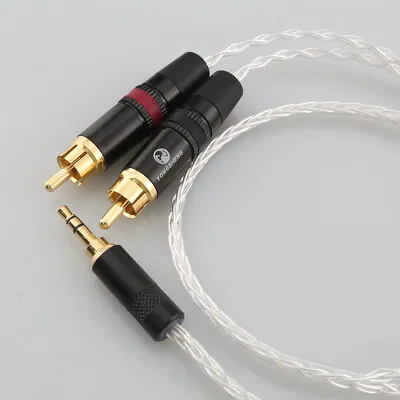 HiFi 7N OCC 3.5mm Male To Dual 2RCA Male AUX Stereo Audio Y Cable For Phone PC • $38.70