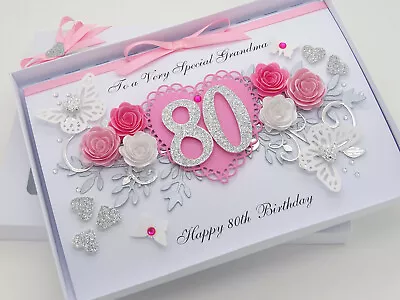 Birthday Card Mum Nan HANDMADE Personalised 50th 60th 70th 80th GIFT BOX • £15.99