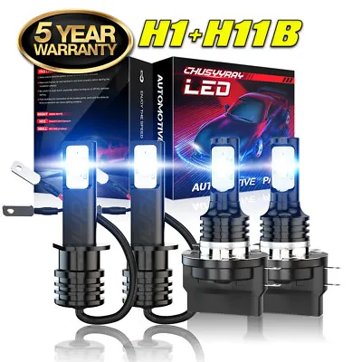 4x H1 H11B LED Combo Bulbs Headlight High-Low Beam 6000K 55W Conversion Kit • $24.98