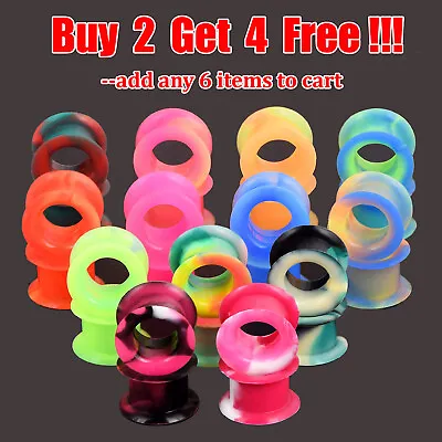 $3.99 • Buy PAIR-SOFT THICK SKINS TUNNELS-Silicone Ear Skins-Ear Gauges-Soft Ear Plugs 2G-1 
