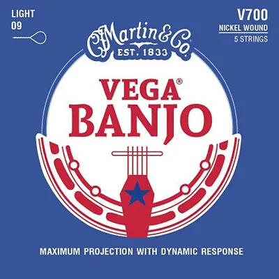 Martin V700 Nickel Wound Vega Banjo Strings - Set Of 5 - Light Gauge • $11.95