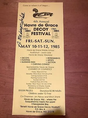 4th Annual Havre De Grace Decoy Festival Brochure Signed R. Madison Mitchell • $45