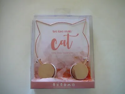 Rose Color Kitty Cat Ears Metal Stereo Headphone • $6.99