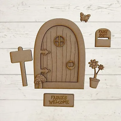 MDF Wooden 13cm Fairy  Door Craft Kit Plain Blank Ready To Decorate Kit Fairy C • £4.95