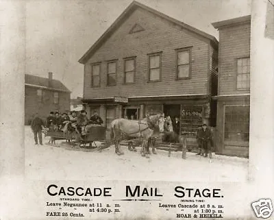 Old U.S. Postal Service Mail Stage Negaunee MI 1880 Horse Drawn Winter Sleigh • $8.99