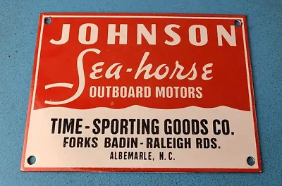 Vintage Johnson Sea-horse Sign - Outboards Gas Boat Engines Porcelain Pump Sign • $144.47