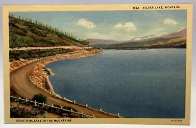 Silver Lake Beautiful Lake In The Mountains Montana MT Vintage Linen Postcard • $3.95