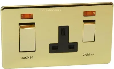 £10.95 • Buy Crabtree Sf 1522/13pb - 45a Dp 13a Switched Socket Cooker Polished Brass