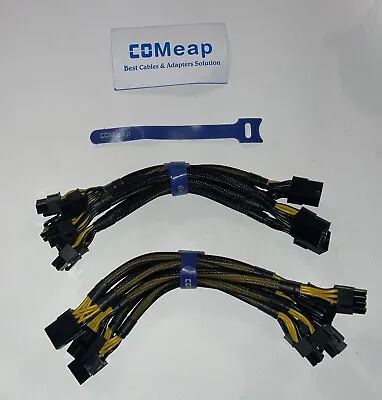 COMeap 6 Pack PCIE 8 Pin Female To Dual 8 Pin Male Sleeved Splitter GPU Power Pc • $20.08