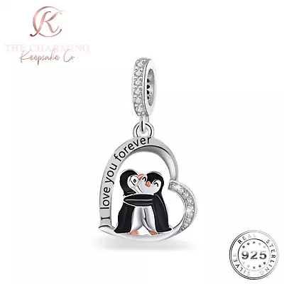 I Love You Forever Penguin Charm Genuine 925 Sterling Silver- Daughter Wife Gift • £16.99