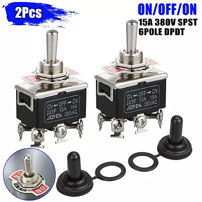 Toggle SWITCH ON/OFF/ON Heavy Duty 15A 380V DPDT 3 Terminal Car Waterproof BOOT • $9.48