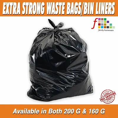 Extra Strong Heavy Duty Black Bin Liners Rubbish Bags Waste Refuse Sacks • £24.22