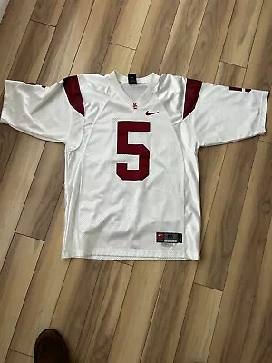 Vintage Nike Reggie Bush USC Trojans Football Jersey Mens Medium White #5 Y2K • $100