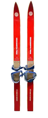 FaB 1970s RED Gresshoppa Finse VTG Child's Beech WOOD CC Snow Skis NORWAY 100cm • $100