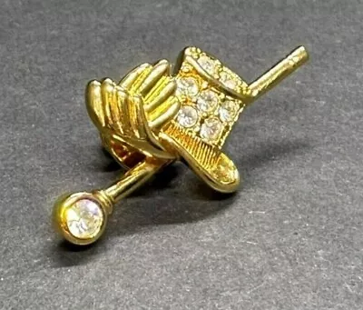 Vintage Avon Magician's Hat Wand Gloves Lapel Tac Pin Rhinestones Goldtone Nice • $19.99