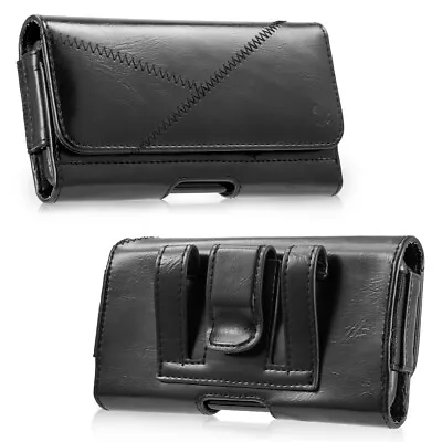 Genuine Leather Horizontal Carrying Pouch Case Belt Clip Holster For Cell Phones • $9.49