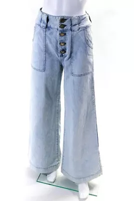 VINTAGE HIGH-WAIST JEANS IN BLUE WIDE LEG FRONT BUTTONS By ANDREA BOGOSIAN 42 8 • $49.98