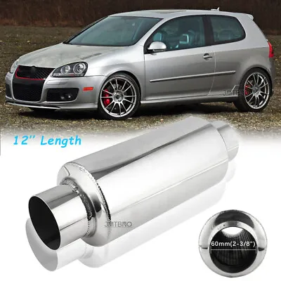 2.5  In/Outlet Exhaust Muffler Resonator Deep Tone 12'' Long For VW Golf MK5 GTI • $55.82