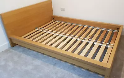 Ikea Malm Double Bed Frame Oak Very Good Condition • £90