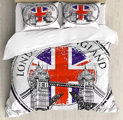 British Duvet Cover Set With Pillow Shams Flag Nostalgic National Print • $89.99