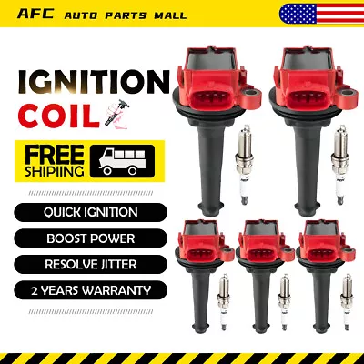 5*red Ignition Coil+5*Plugs  For Volvo C70 S70 XC70 XC90 S60 UF341 C1258 9125601 • $71.40