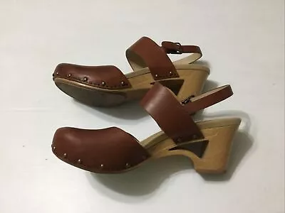 Dansko Thea Wood Clogs Brown  Vegan Leather Studded Size 41 Pre Owned Nice Shape • $39.99