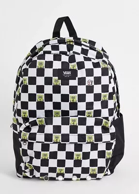 VANS Off The Wall Spongebob Squarepants Black White Zip Backpack Bag 48cm X 42cm • $40