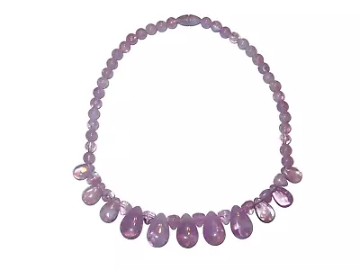 Vintage Purple Marbled Lucite Bead Bib Necklace W/ Hidden Screw Clasp • $5