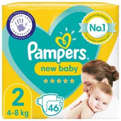 Pampers New Baby Size 2 46 Nappies 4-8 Kg Essential Pack 46-Count • £11.90