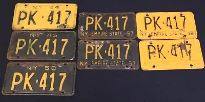 Vintage 1944-1956 NEW YORK EMPIRE STATE License Plate PK 417 Series Of 7 Plates • $119.95