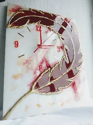 Epoxy Resin Picture And Wall Clock White Red Pink • $99