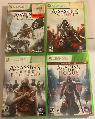 XBOX 360 Assassin's Creed II Rogue Brotherhood Black Flag 2 Disk 4 Game Bundle • $99.88