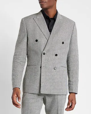 New Express $278 Black & White Slim Linen Blazer Suit Jacket Sz 38r • $89.99