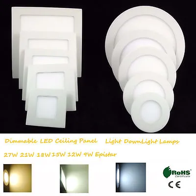 Dimmable LED Ceiling Panel Light 27W 21W 18W 15W 12W 9W Epistar DownLight Lamps • $1.94