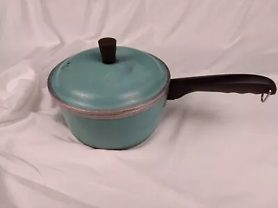 Vintage CLUB Cast Aluminum Turquoise  6 3/4  Wide X 3. 5  Tall Sauce Pot W/Lid • $12